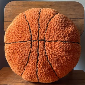 Handmade Crochet Basketball Pillow - 12” Plush Sports Decor