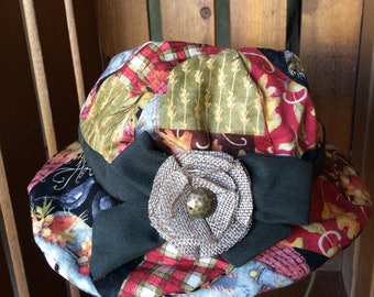 Girl's Medium Sunflower and Scarecrow Fall Colored Sun Hat