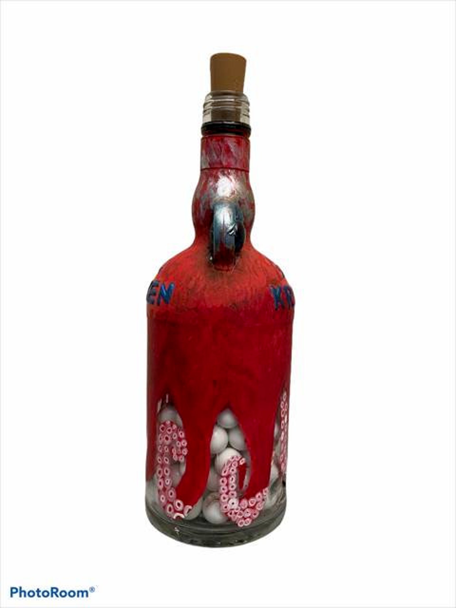 Recycled Kraken Rum Octopus Bottles W/ Night Light Led Painted Etsy