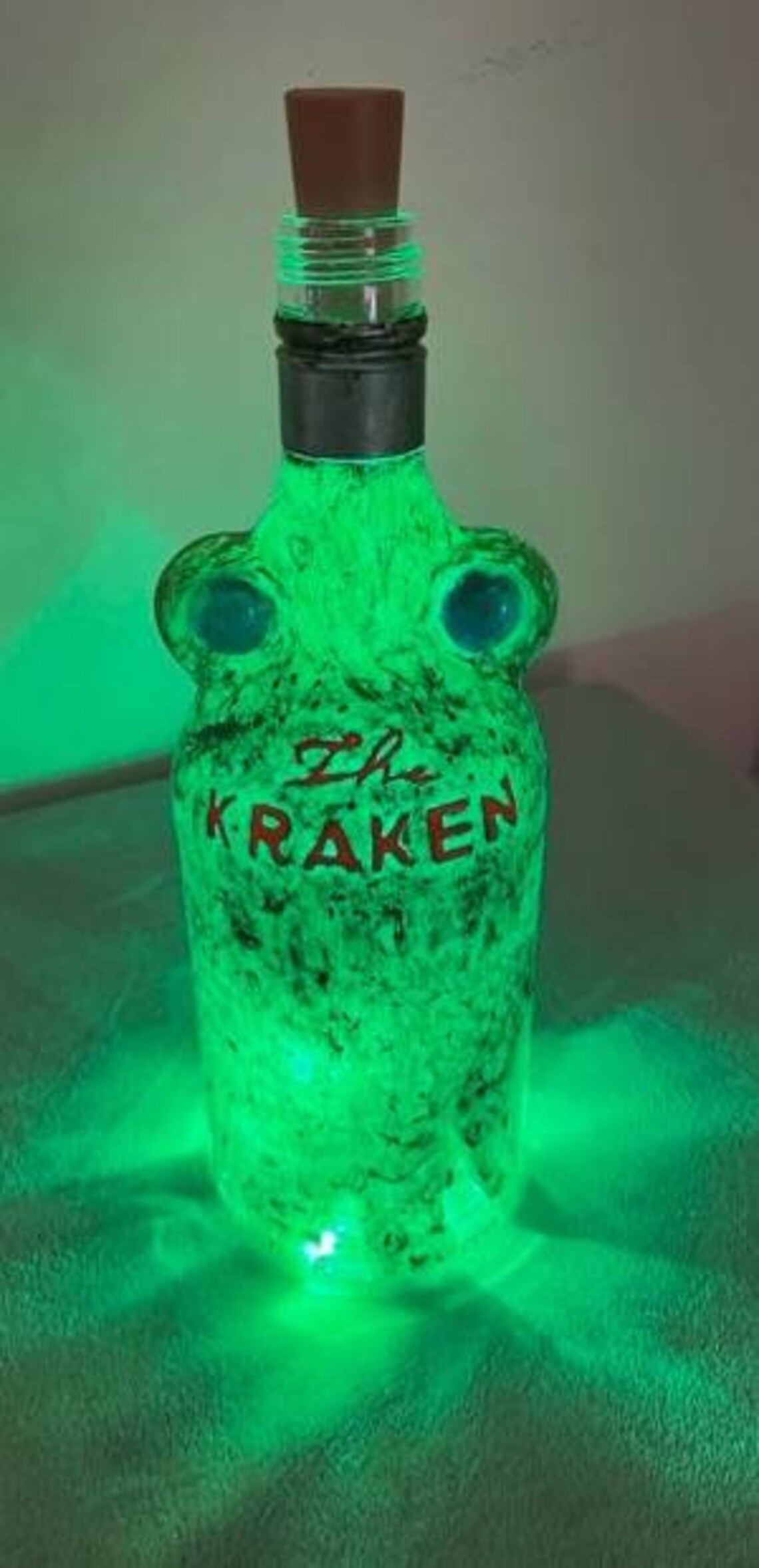 Recycled Kraken Rum Octopus Bottles W/ Night Light Led Painted Etsy