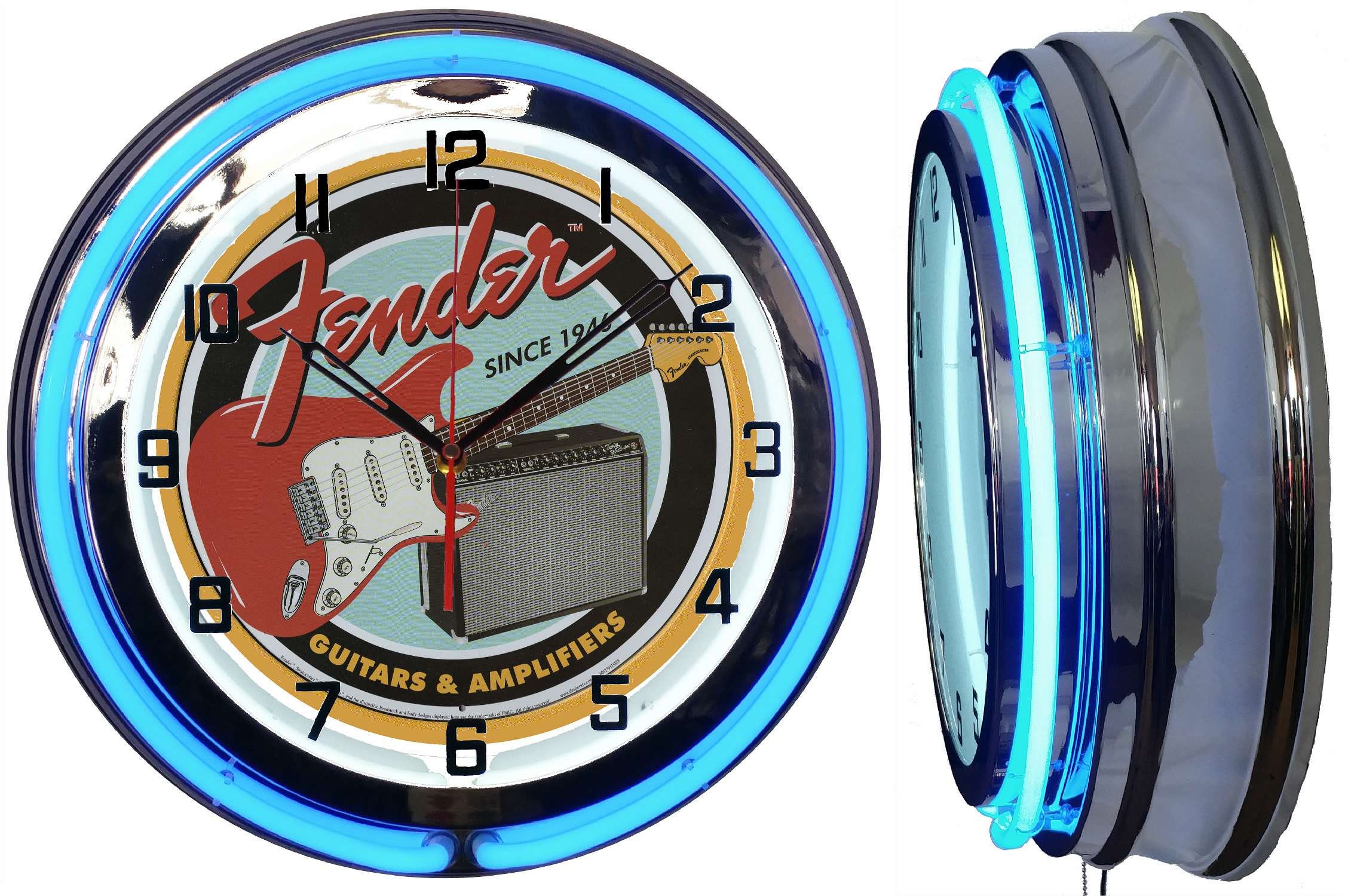 Fender Guitar Amp 19 Retro Double Tube Neon Clock FREE Etsy