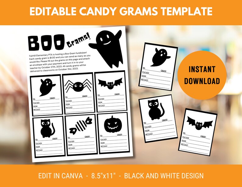 BOO Gram Candy Gram School PTO Fundraiser Printable Flyer for Halloween