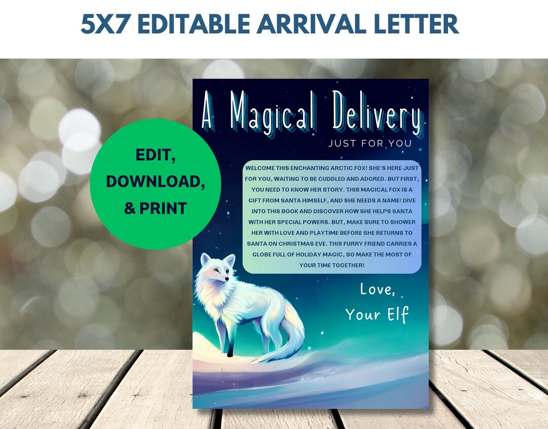 Elf Arrival Template for Pet Welcome Letter for Kids Editable Printable ...