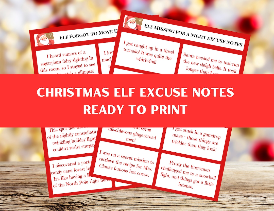 Elf Didn't Move Excuse Notes Christmas Printable to Move and Elf