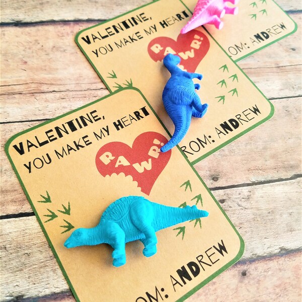 Dinosaur Valentines, Dinosaur School Valentines, You make my heart RAWR, Class Valentines for Boys, Candy Alternative Valentines