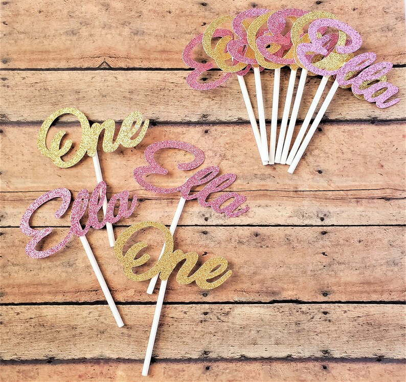 1st Birthday Cupcake Toppers Name Cupcake Toppers First Etsy