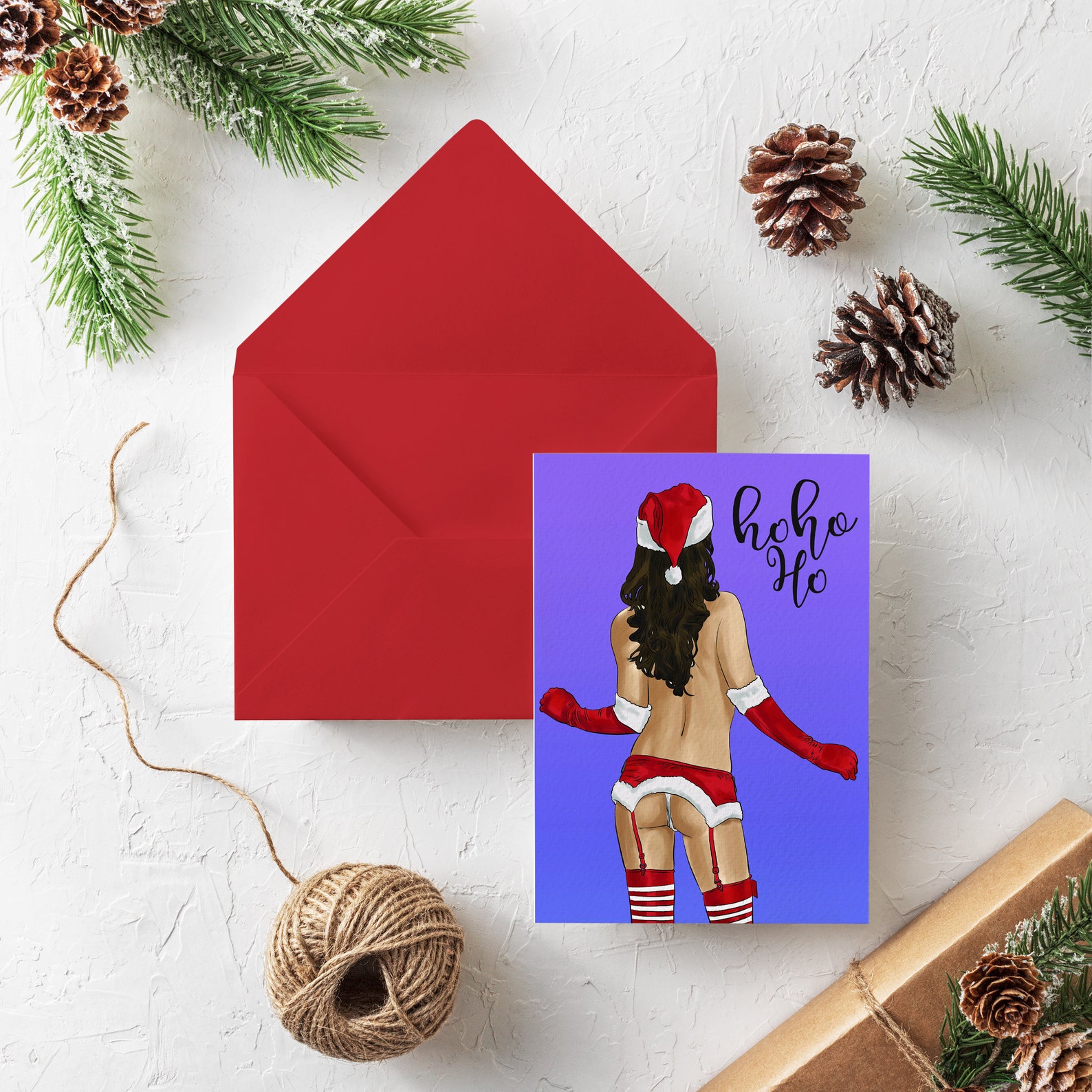 Hohoho Adult Christmas Card Naughty Holiday Card Naughty Christmas Card Funny Christmas Card Etsy 