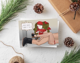 ALL I WANT Adult Christmas Card | Naughty Holiday Card | Naughty Christmas Card | Funny Christmas Card