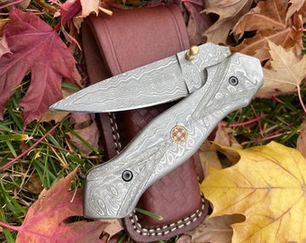 Full Damascus Steel Folding Knife