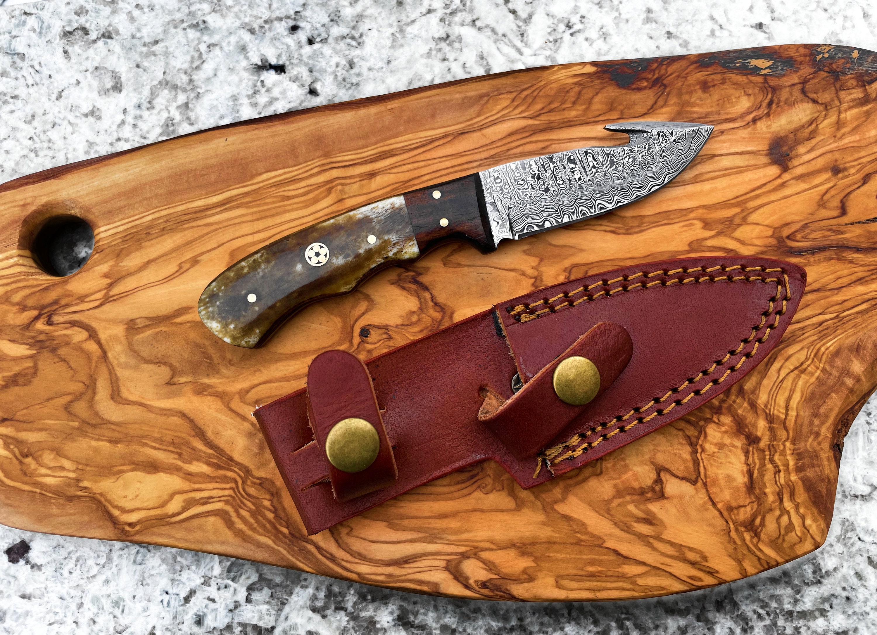 Damascus Skinning Gut Hook, Hunting Knife by Titan TD-407 -  Canada