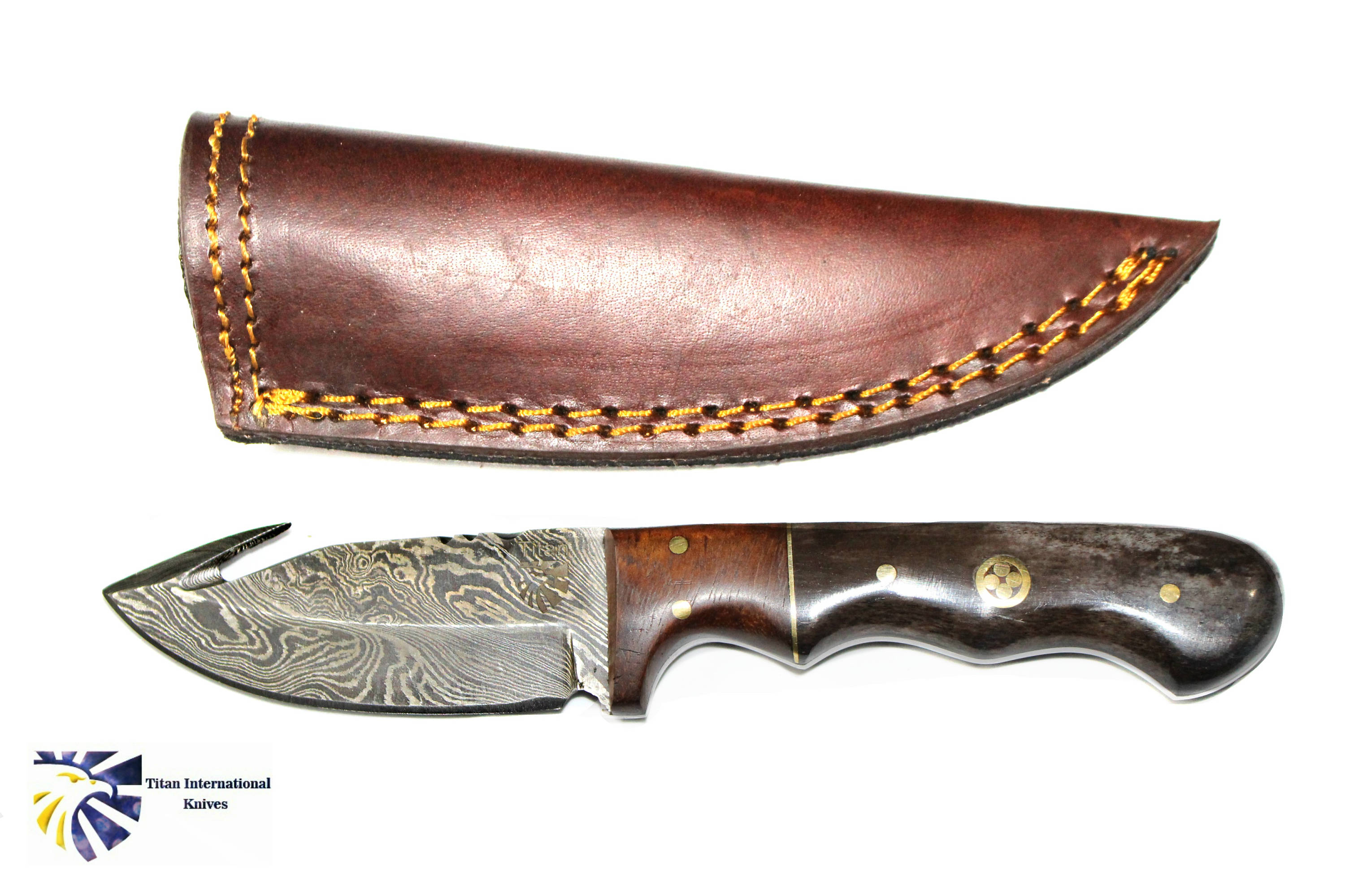 Premium Damascus Steel Gut Hook Skinning Knife