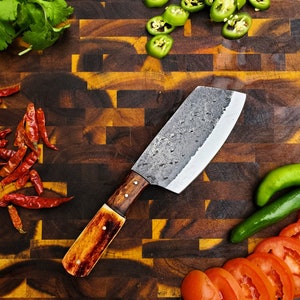 Handmade Carbon Steel Cleaver for Kitchen & Outdoor use by Titan International Knives