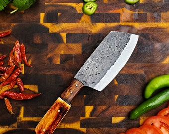 Handmade Carbon Steel Cleaver for Kitchen & Outdoor use by Titan International Knives