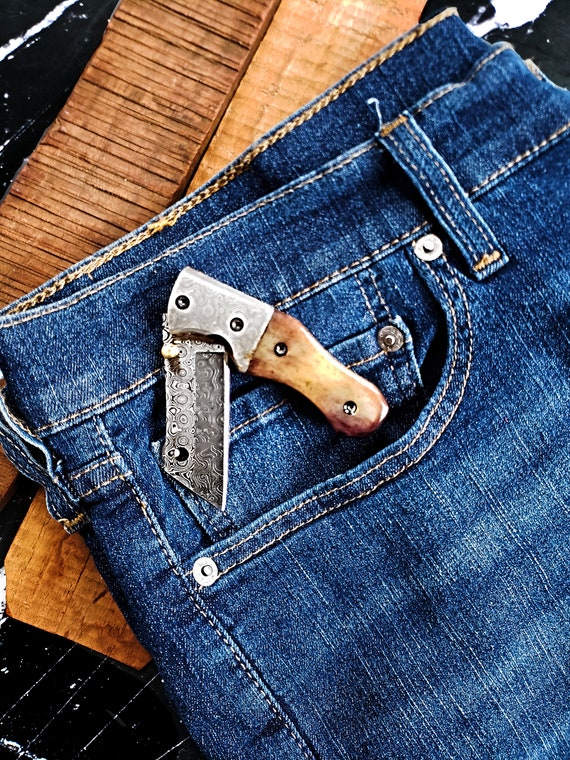 Titan Pierce BX Damascus Steel Pocket knife/ EDC / | Etsy