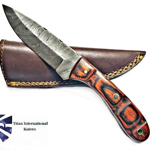 Hand Forged Knife , Damascus Drop point Blade, Rosewood Scales Hunting Knife BY TITAN TD-180 image 1