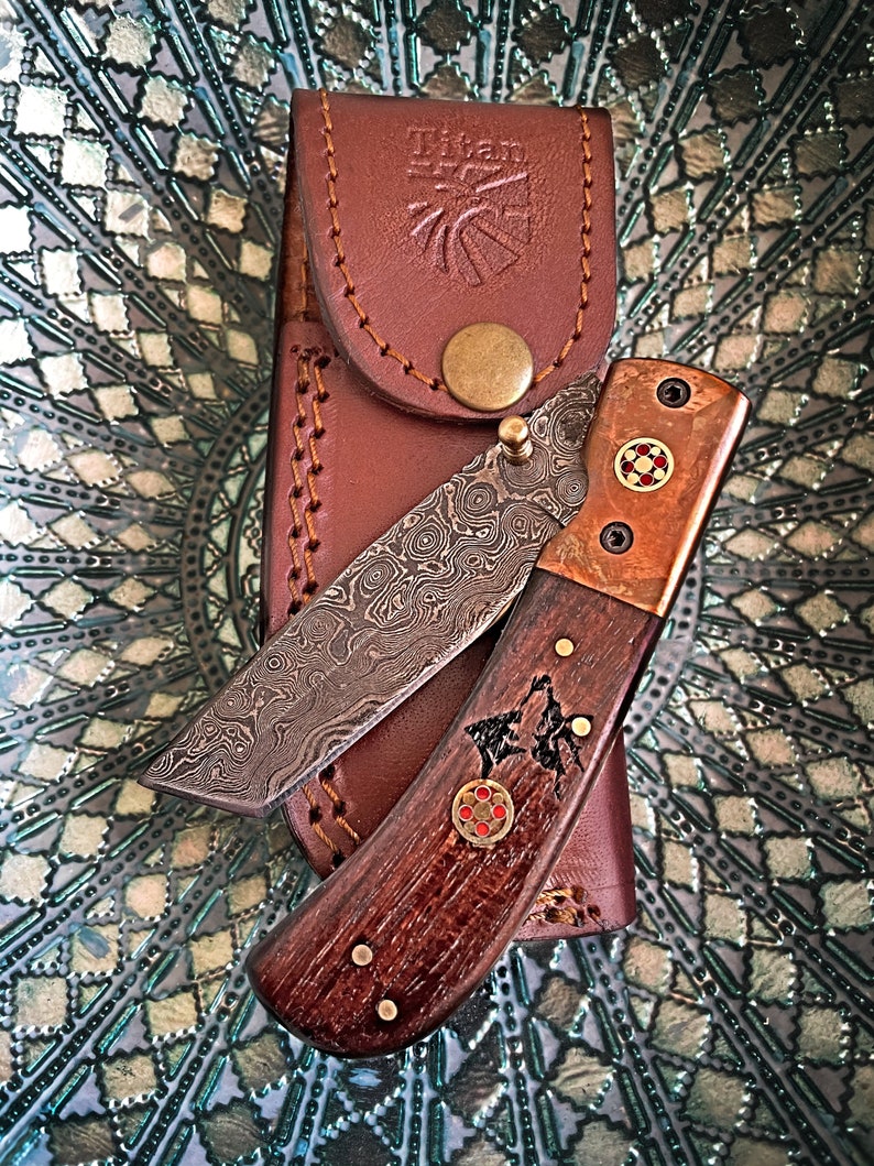 Artisan Crafted Damascus Steel Tanto Folding Knife - 3-Inch Blade main image 0