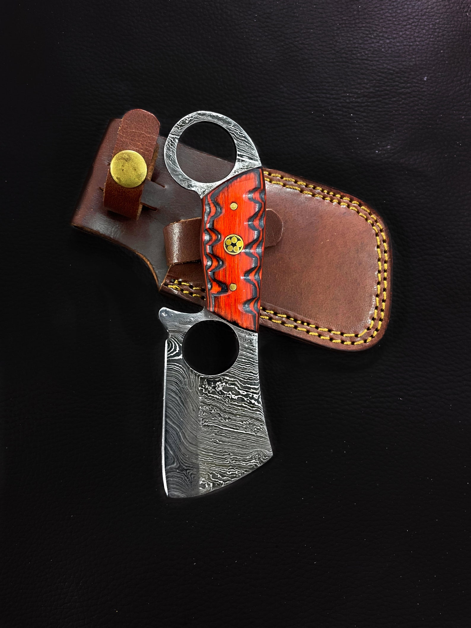 EDC Mini Cleaver/ Handmade Damascus Steel/ Bushcraft Knife/ Etsy