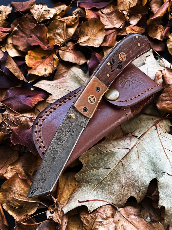 Artisan Crafted Damascus Steel Tanto Folding Knife - 3-Inch Blade