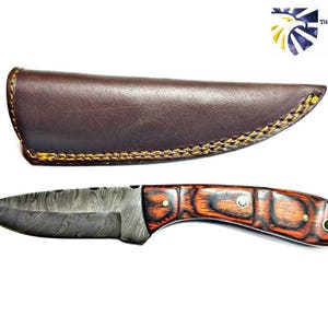 Hand Forged Knife , Damascus Drop point Blade, Rosewood Scales Hunting Knife BY TITAN TD-180 image 2