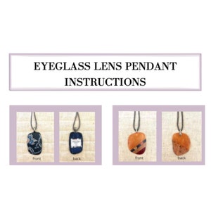 May include: Two different styles of eyeglass lens pendants. The first pendant is made from fabric with a blue and white pattern on the front and a blue fabric with text on the back. The second pendant is made from a round piece of wood with a red, white, and blue pattern on the front and a natural wood color on the back.