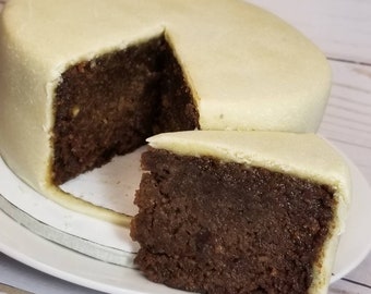 Jamaican Rum Fruit Cake covered with Marzipan