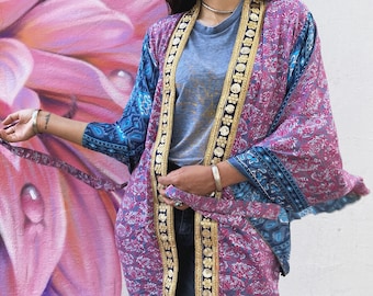 Boho and Hippie Silk Kimono - KAB1