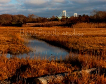 Rhode Island River; Creek; Newport Bridge; Portsmouth, RI; New England Nature Photography; Wall art; Poster; bedroom; beach house