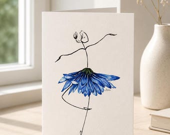 Dancing Flower Watercolor Painting Greeting Card