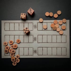 Duodecim Scripta replica, ancient Roman fun, handmade leather and wood, portable board game, historical reenactment, museum shop, backgammon
