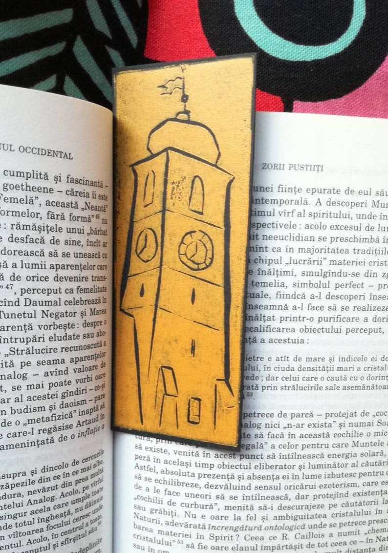 Medieval Tower Paper Bookmark Linocut Book Accessory - Etsy