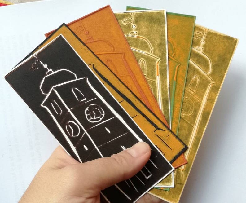 Medieval Tower Paper Bookmark Linocut Book Accessory - Etsy