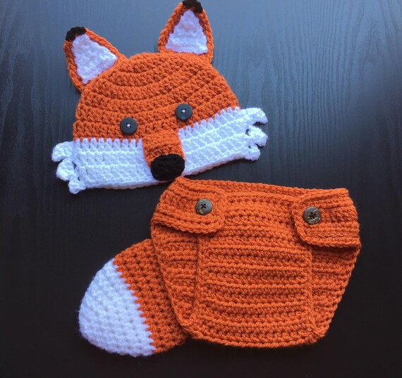knitted fox baby outfit