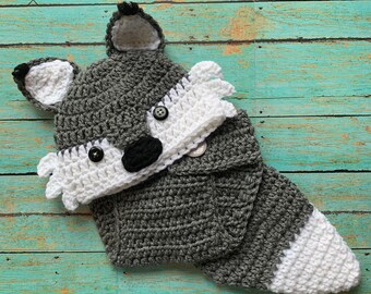 Woodland Baby Outfit - Wolf Newborn - Baby Photo Prop Clothes - Newborn Wolf Prop - Wolf Baby Props - Baby Photo Prop Crochet