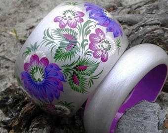 Set Armbänder für Frauen Silber Armband Holzarmbänder Blume Armband Ethno Schmuck Holzschmuck Holz geschenke für sie