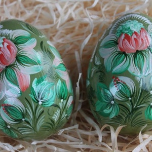 Set two eggs Pysanky eggs Easter eggs Wooden eggs Easter decor Folk art  Home decor Easter gifts Friend gift Gift for family Pine eggs