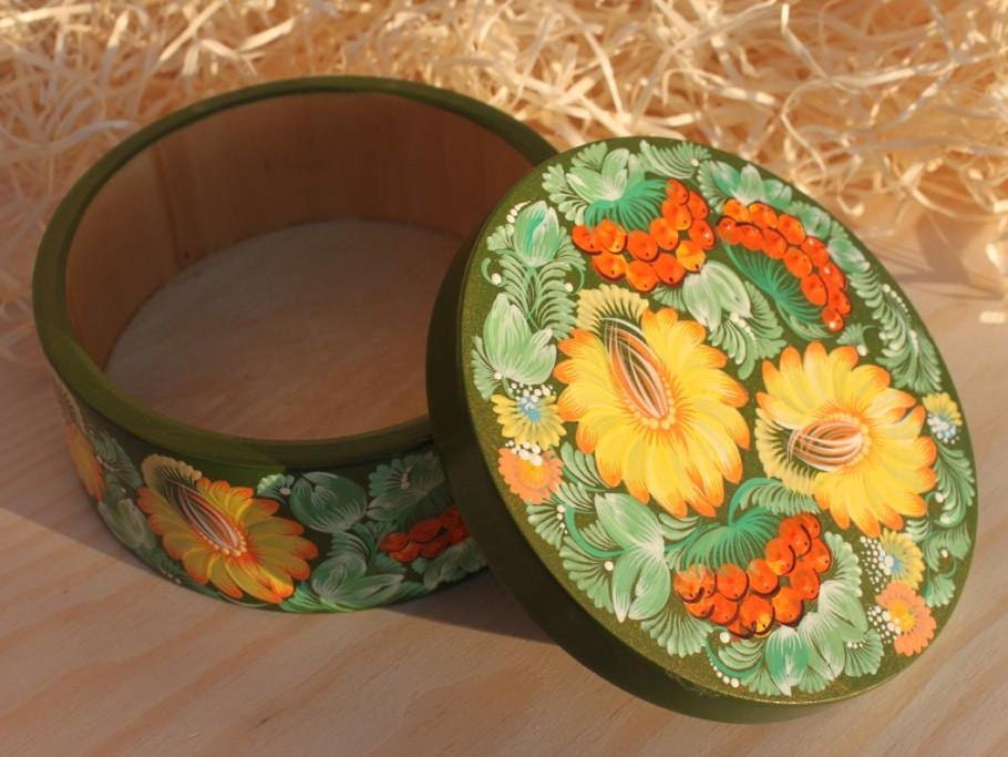 Green - Handmade Coir Jewelry Box - Flower