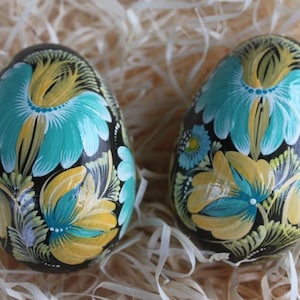 Set two eggs Easter eggs Pysanky eggs Wooden eggs Easter decor Hand painting eggs Petrykivka eggs Easter gift Best friend gift