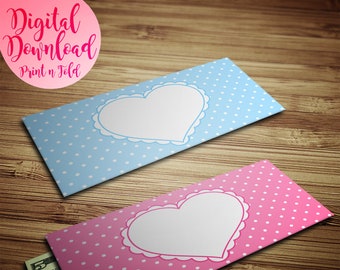 Heart Gift Envelopes - Printables - Polka Dot - Instant Download - Last Minute Gift