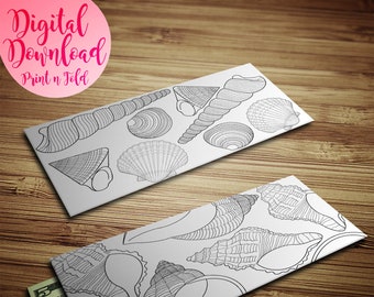 Seashell Colour In Printable Gift Envelopes Last Minute Gift Money Envelopes