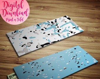 Blue Splat Gift Envelope - Printable - Last Minute Gift - DIY