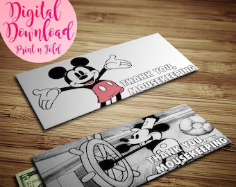 Printable Mousekeeping Housekeeping Classic Money Cash Tip Envelopes