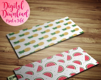 Fruit Patterned Gift Envelopes – Pineapple & Watermelon (Digital Download)