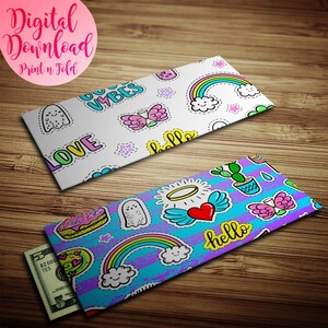 Pop Sticker Badge Print Gift Envelopes - Instant Download - Printable - Last Minute Gift