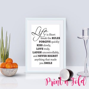 Life is Short Wall Art - Typography - Digital download