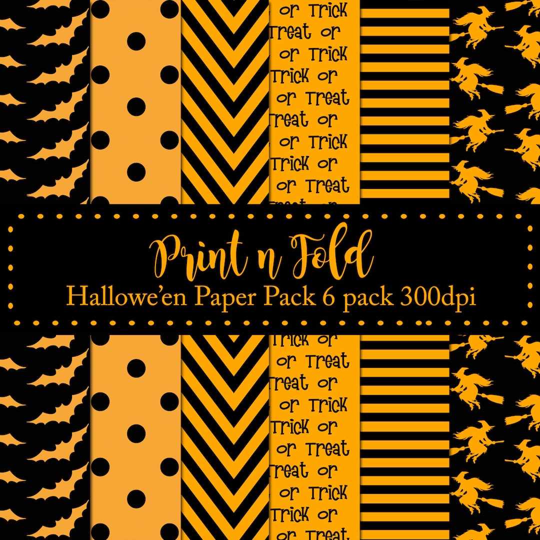Printable Paper Pack Black Orange Digital Paper Hallowe'en Pattern - Etsy