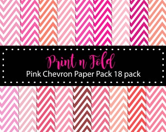 Pink Chevron Printable Paper Pack Pattern Digital Paper Papercraft DIY