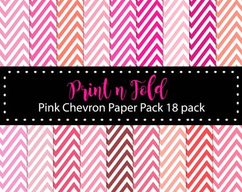 Rosa Chevron Printable Paper Pack Papercraft DIY