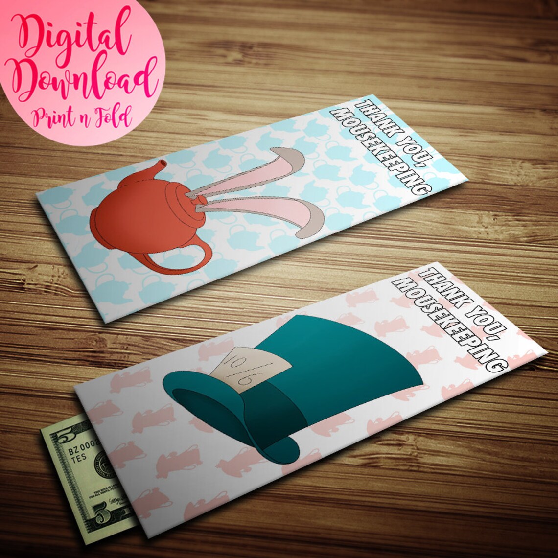 Mad March Teapot Mousekeeping Printable Tip Envelopes - Etsy