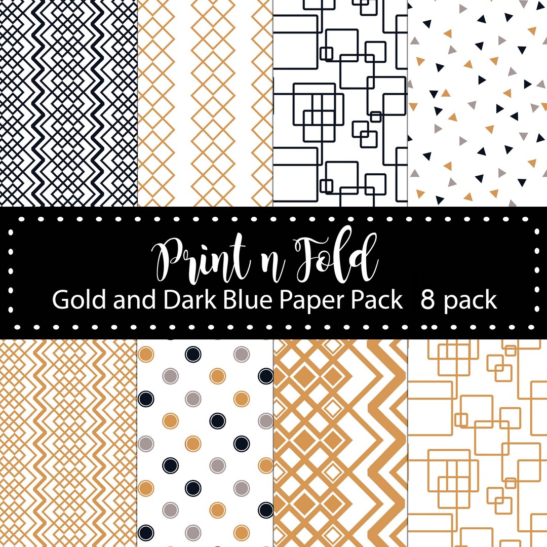 Gold and Dark Blue Printable Paper Pack 6 X 6 Geometric - Etsy