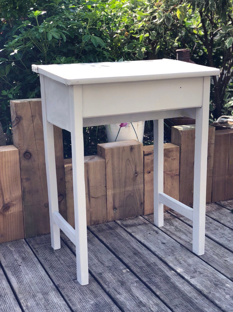 Vintage Retro Children S School Desk Painted In Grey Etsy